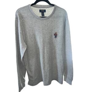 Ralph Lauren Polo Bear Waffle Pullover Gray Size L